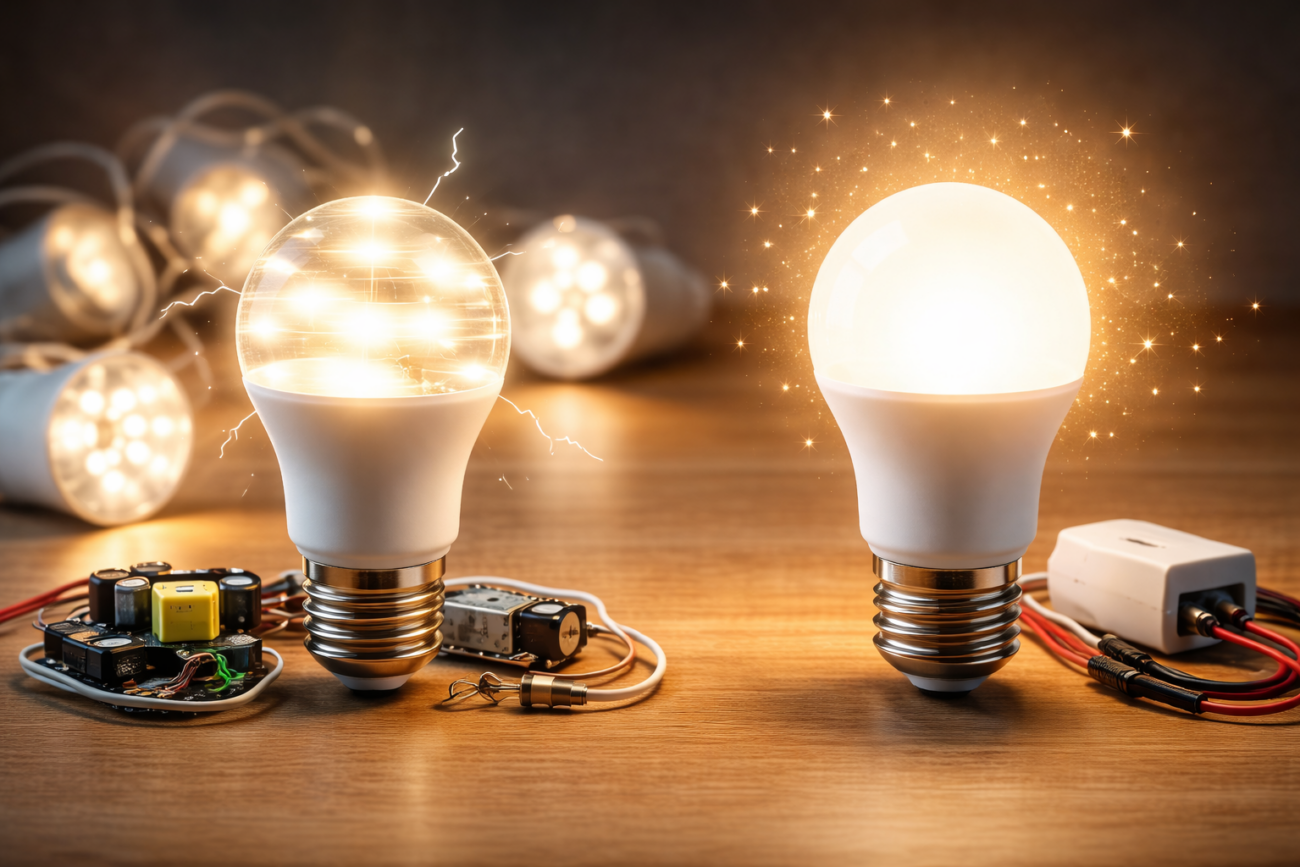 Eine billige und eine gute LED Lampe